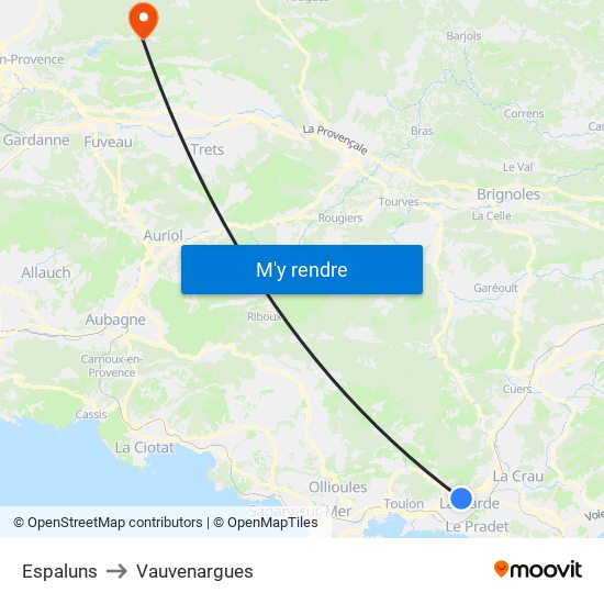 Espaluns to Vauvenargues map