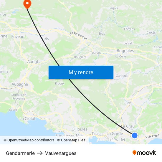 Gendarmerie to Vauvenargues map