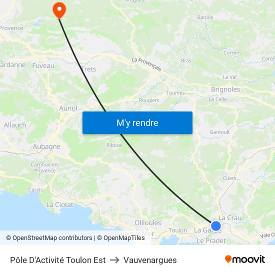 Pôle D'Activité Toulon Est to Vauvenargues map