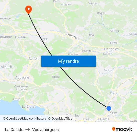 La Calade to Vauvenargues map
