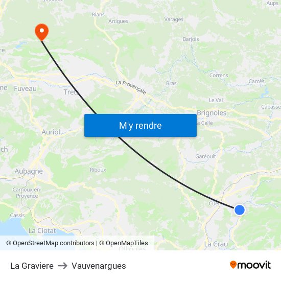 La Graviere to Vauvenargues map