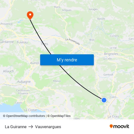 La Guiranne to Vauvenargues map
