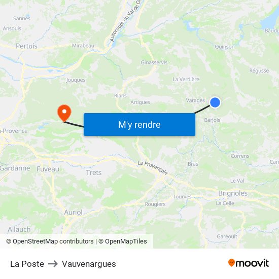 La Poste to Vauvenargues map