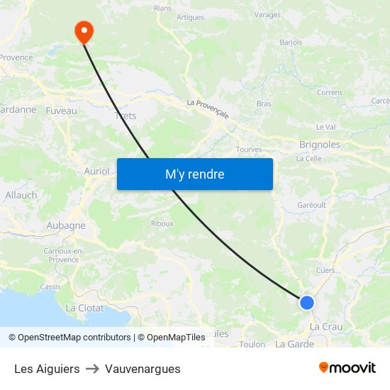 Les Aiguiers to Vauvenargues map
