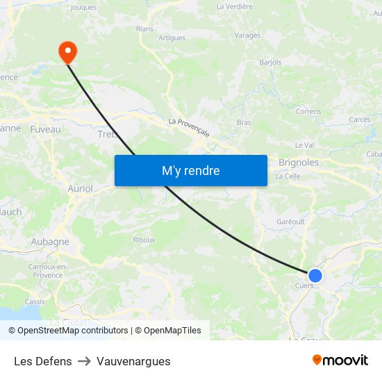 Les Defens to Vauvenargues map