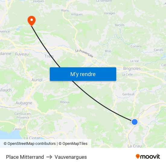 Place Mitterrand to Vauvenargues map