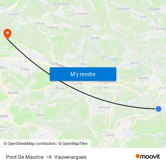 Pont De Maurice to Vauvenargues map