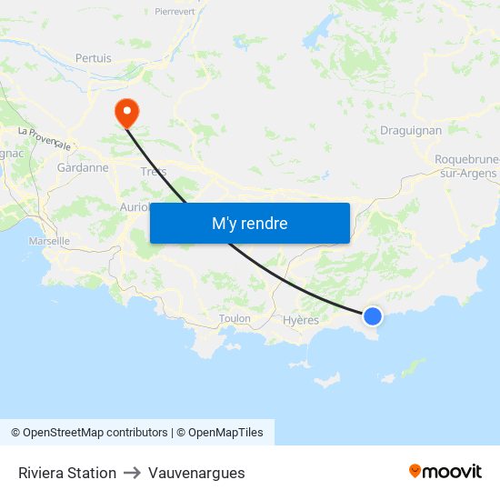 Riviera Station to Vauvenargues map