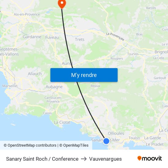 Sanary Saint Roch / Conference to Vauvenargues map