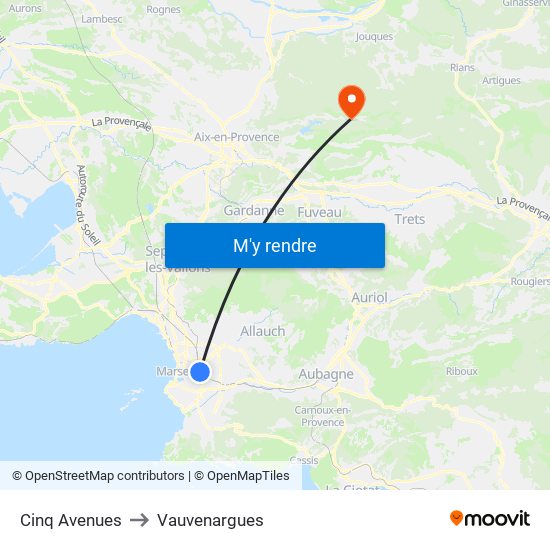 Cinq Avenues to Vauvenargues map
