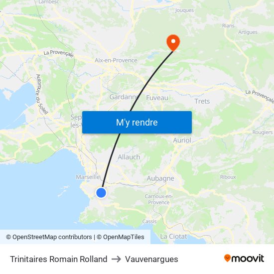 Trinitaires Romain Rolland to Vauvenargues map