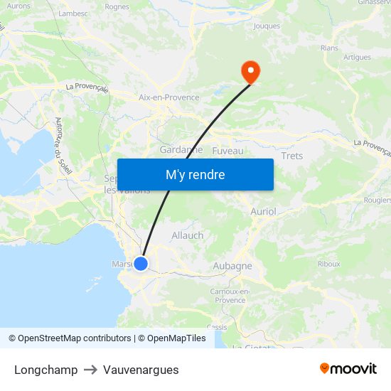 Longchamp to Vauvenargues map