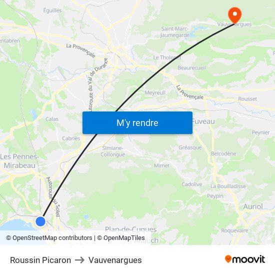 Roussin Picaron to Vauvenargues map