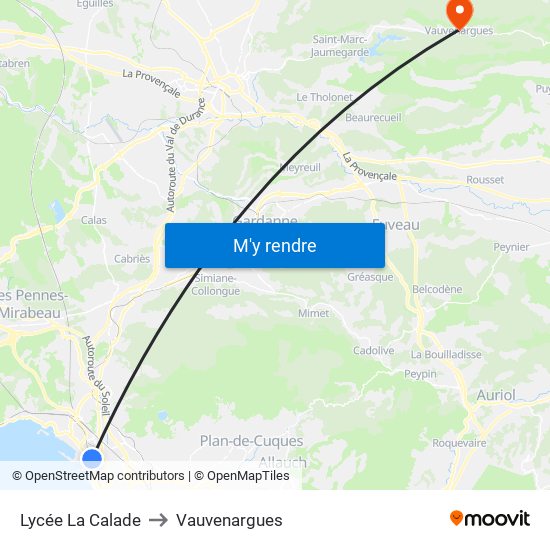 Lycée La Calade to Vauvenargues map