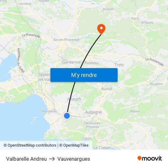 Valbarelle Andreu to Vauvenargues map