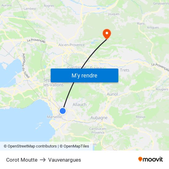 Corot Moutte to Vauvenargues map