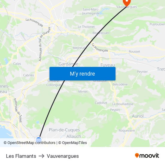 Les Flamants to Vauvenargues map