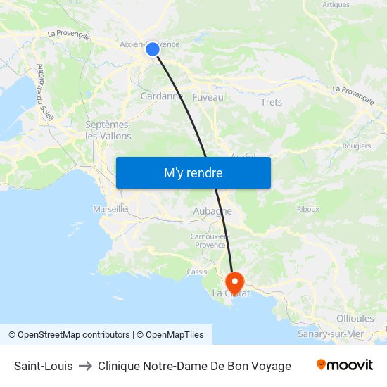 Saint-Louis to Clinique Notre-Dame De Bon Voyage map