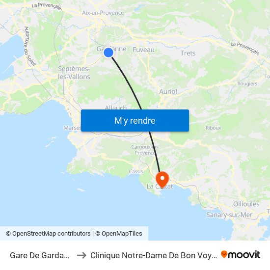 Gare De Gardanne to Clinique Notre-Dame De Bon Voyage map