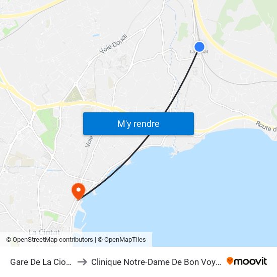 Gare De La Ciotat to Clinique Notre-Dame De Bon Voyage map