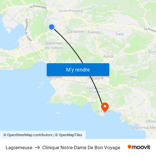 Lagremeuse to Clinique Notre-Dame De Bon Voyage map