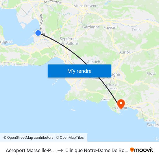 Aéroport Marseille-Provence to Clinique Notre-Dame De Bon Voyage map