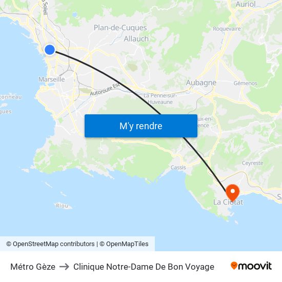 Métro Gèze to Clinique Notre-Dame De Bon Voyage map