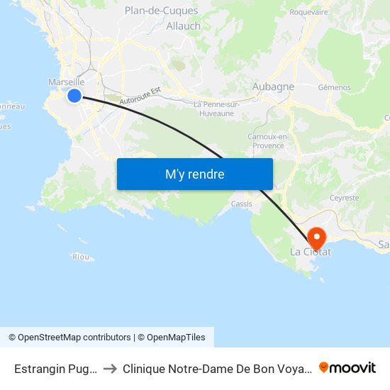 Estrangin Puget to Clinique Notre-Dame De Bon Voyage map