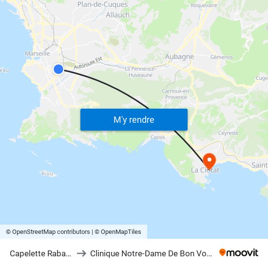 Capelette Rabatau to Clinique Notre-Dame De Bon Voyage map