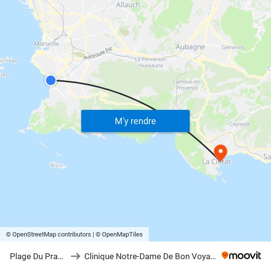 Plage Du Prado to Clinique Notre-Dame De Bon Voyage map