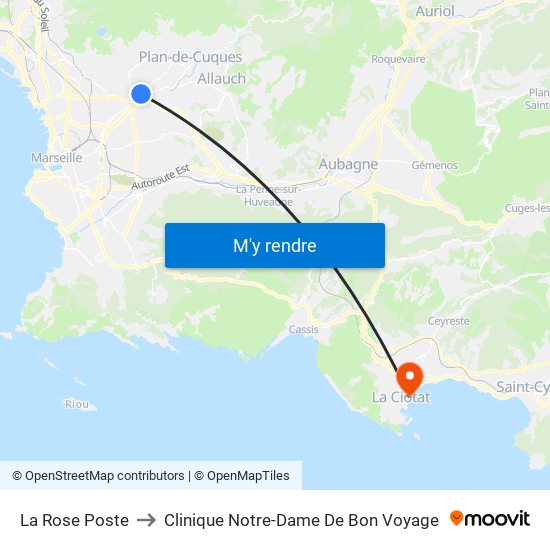 La Rose Poste to Clinique Notre-Dame De Bon Voyage map