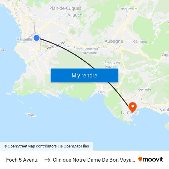 Foch 5 Avenues to Clinique Notre-Dame De Bon Voyage map