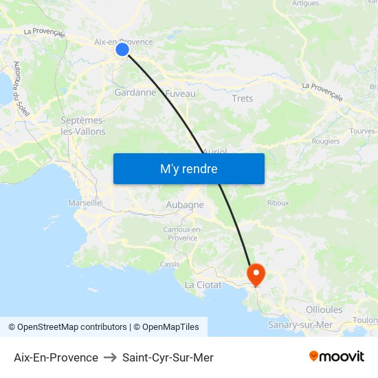 Aix-En-Provence to Saint-Cyr-Sur-Mer map