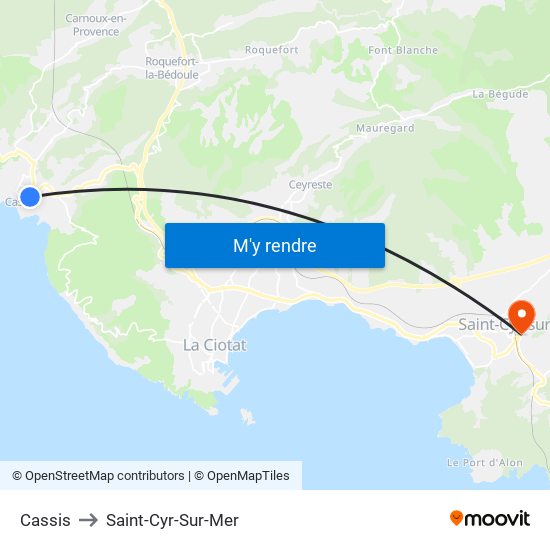 Cassis to Saint-Cyr-Sur-Mer map
