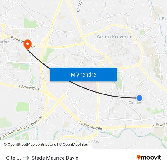 Cite  U. to Stade Maurice David map