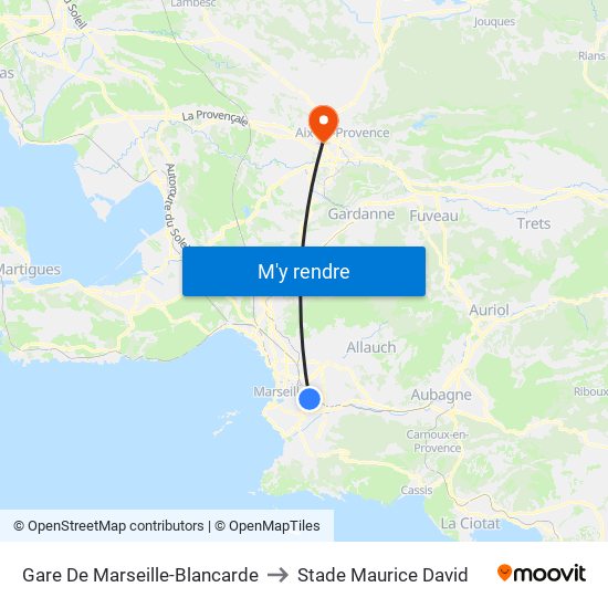 Gare De Marseille-Blancarde to Stade Maurice David map