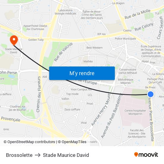 Brossolette to Stade Maurice David map