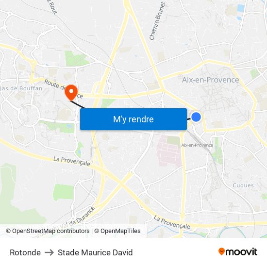 Rotonde to Stade Maurice David map