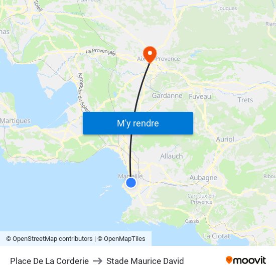 Place De La Corderie to Stade Maurice David map