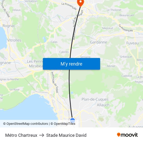 Métro Chartreux to Stade Maurice David map