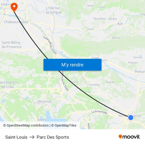 Saint-Louis to Parc Des Sports map