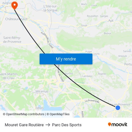 Mouret Gare Routière to Parc Des Sports map