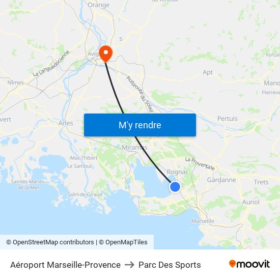 Aéroport Marseille-Provence to Parc Des Sports map