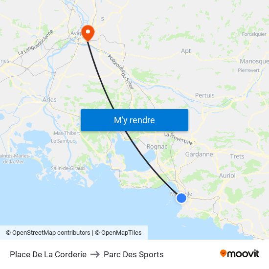 Place De La Corderie to Parc Des Sports map