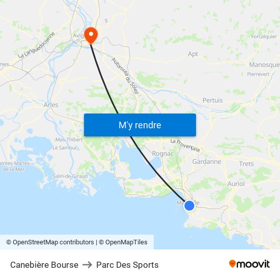 Canebière Bourse to Parc Des Sports map