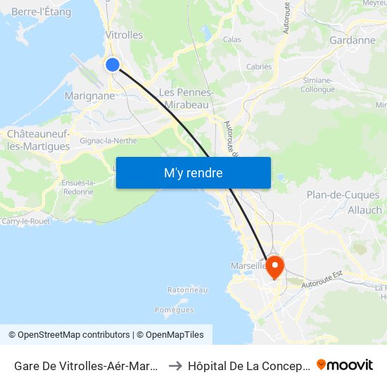Gare De Vitrolles-Aér-Marseille to Hôpital De La Conception map