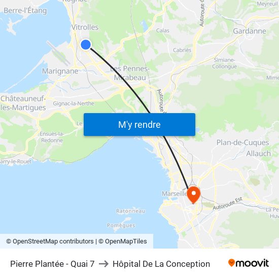 Pierre Plantée - Quai 7 to Hôpital De La Conception map