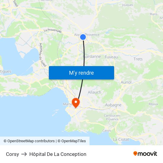 Corsy to Hôpital De La Conception map