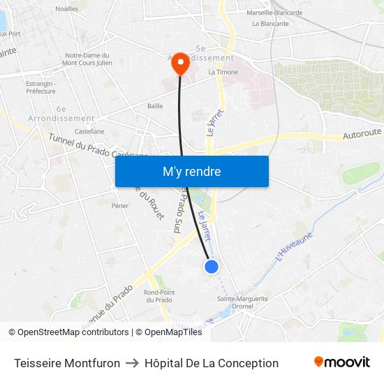 Teisseire Montfuron to Hôpital De La Conception map