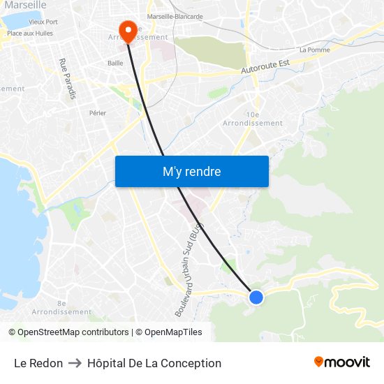 Le Redon to Hôpital De La Conception map